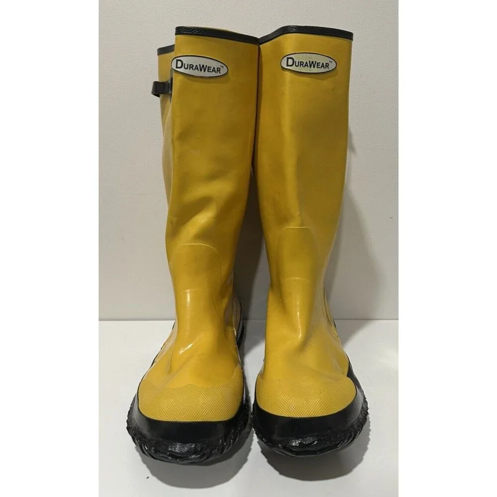 Durawear men size 13 over shoe work yellow rubber rain slush flood boots